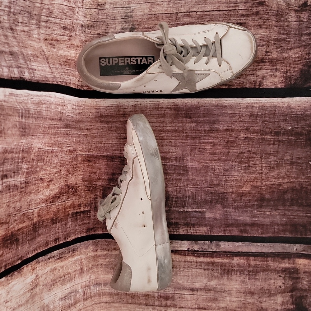 Golden Goose White Silver Super Star Size 39/9 Sneaker Shoes